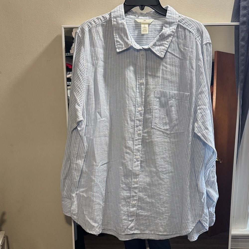 H&M Light Blue Striped Casual Shirt